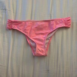 Pink Bikini Bottom with Ruched Sides